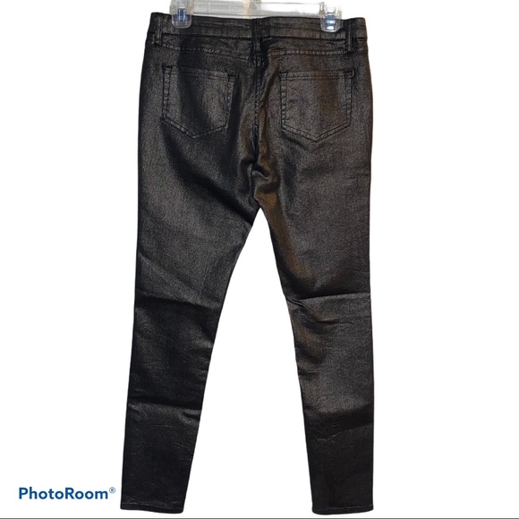 METAPHOR BLACK METALLIC SKINNY JEANS 4 - Picture 3 of 9